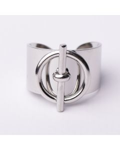 Bague dupe H rond barré argenté