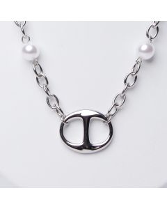 Collier dupe CD perles et maille forçat